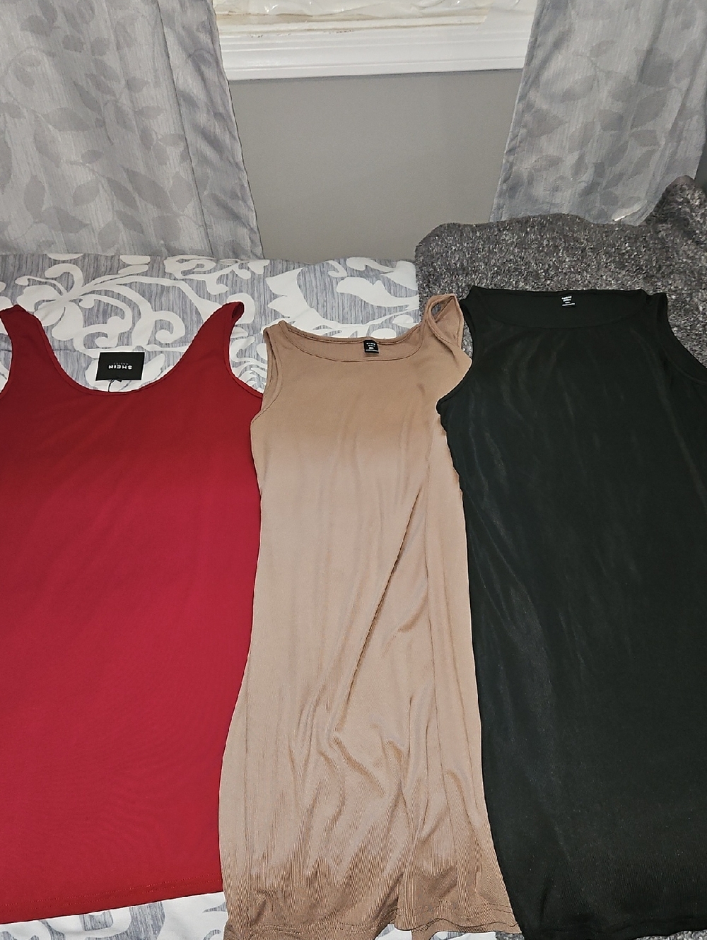 Sleeveless Tank Dresses - Red, Beige, Black